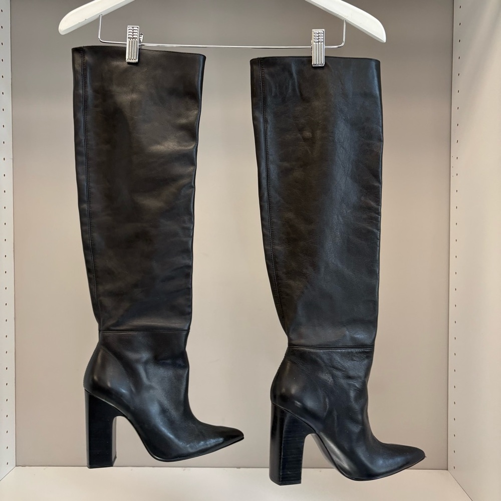 Zara Block Heeled Knee High Boots